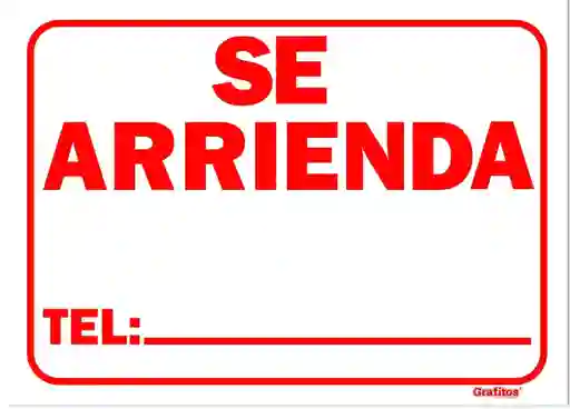 Avisos Publicitario ” Se Arrienda” (35x50cm)