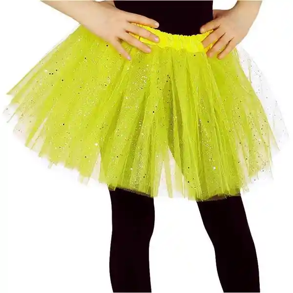 Disfraz Tutu Falda Brillante 30 Cm Para Adulto Amarillo