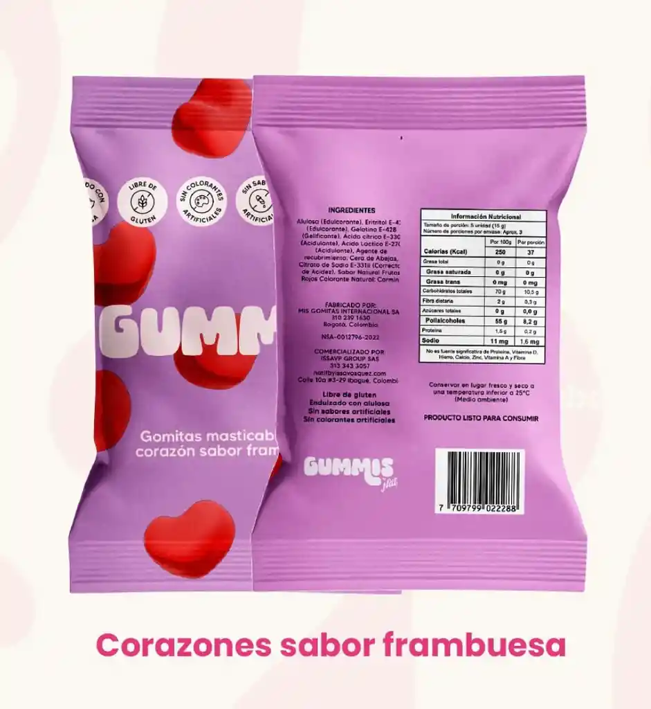 Natif Gummis Sabor A Frambuesa 50g