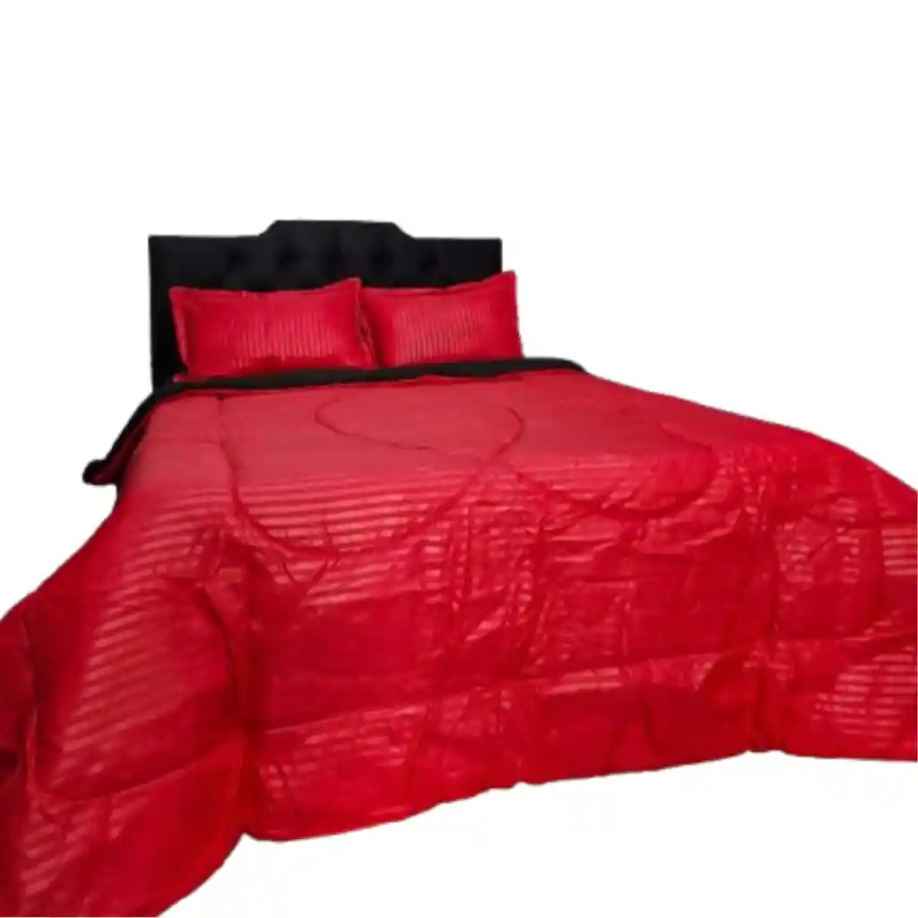 Cubrelecho Economico Doble Negro-rojo 5 Piezas