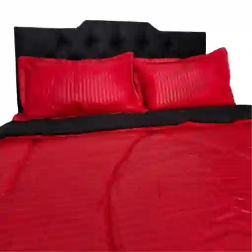 Cubrelecho Economico Doble Negro-rojo 5 Piezas