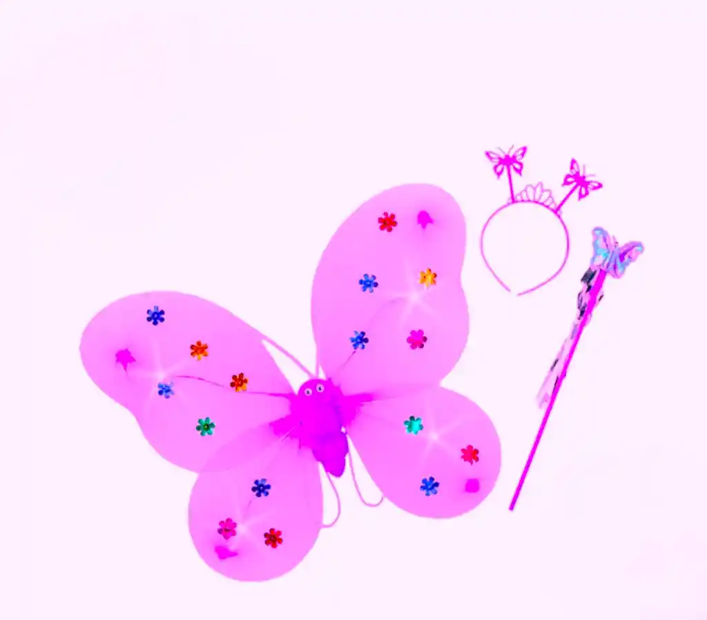 Alas Mariposa Con Luz Color Fucsia