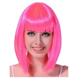Halloween Peluca Corta Lisa Fucsia