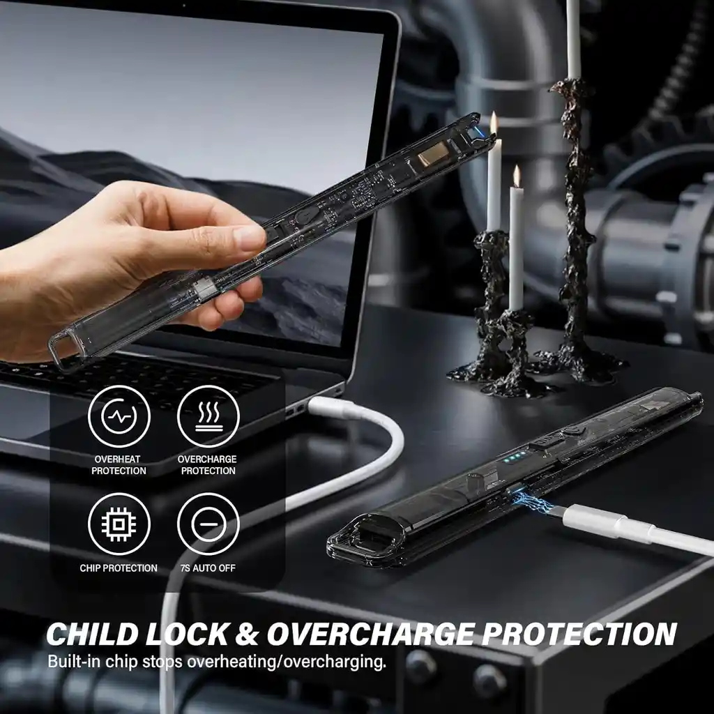 Encendedor Eléctrico Recargable Usb C Con Bloqueo De Seguridad