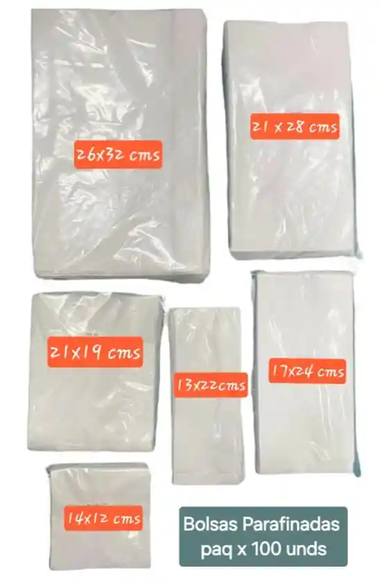 Bolsas Parafinadas 21x19 Cms X 100 Unds Biodegradables, Bolsas Antigrasa