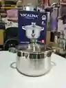 Olla Vicalina De 6 Litros En Acero Quirúrgico Con Tapa De Vidrio Templado