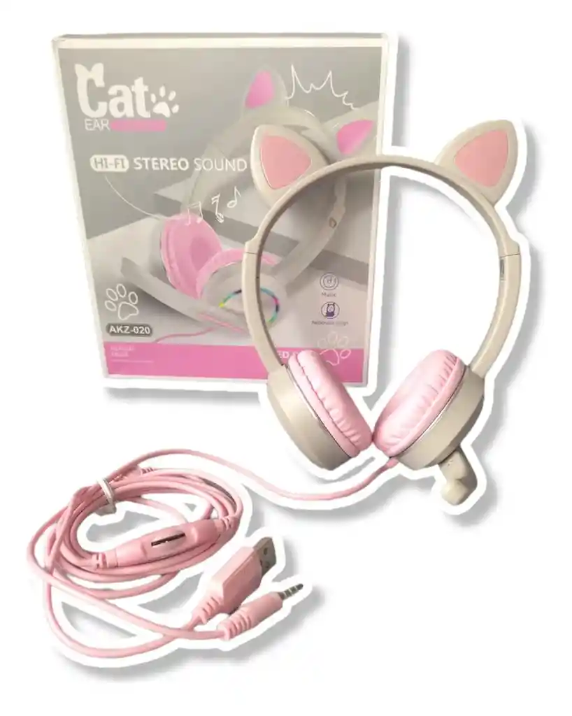 Audífonos Diademas Alámbricas Gato Pc 020