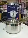 Olla Vicalina De 6 Litros En Acero Quirúrgico Con Tapa De Vidrio Templado