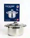 Olla Vicalina De 6 Litros En Acero Quirúrgico Con Tapa De Vidrio Templado