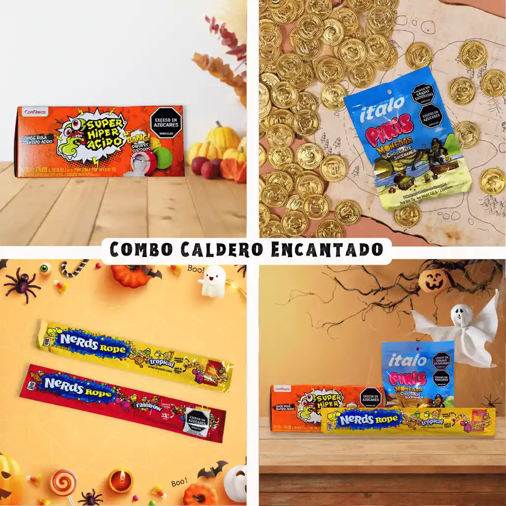 Combo Halloween Caldero Encantado | Dulces Ácidos Y Chocolates Surtidos