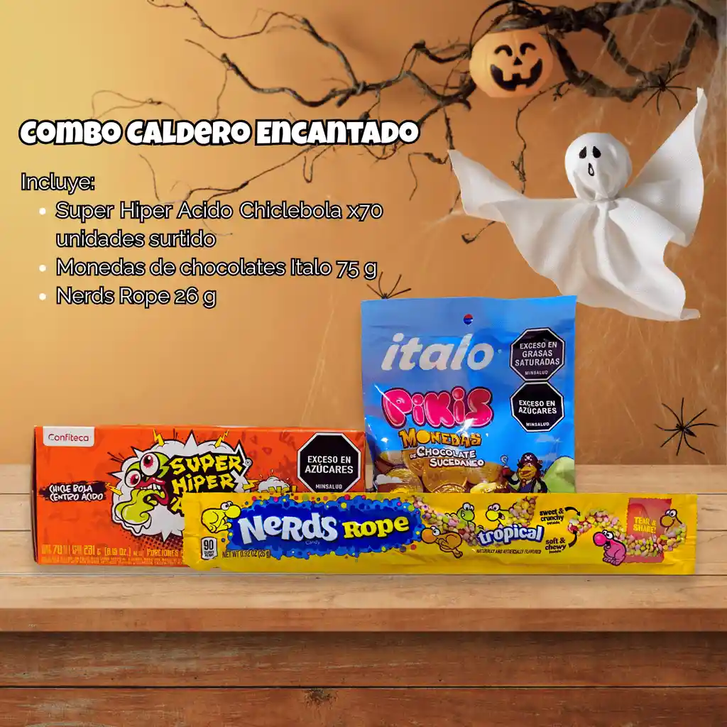 Combo Halloween Caldero Encantado | Dulces Ácidos Y Chocolates Surtidos