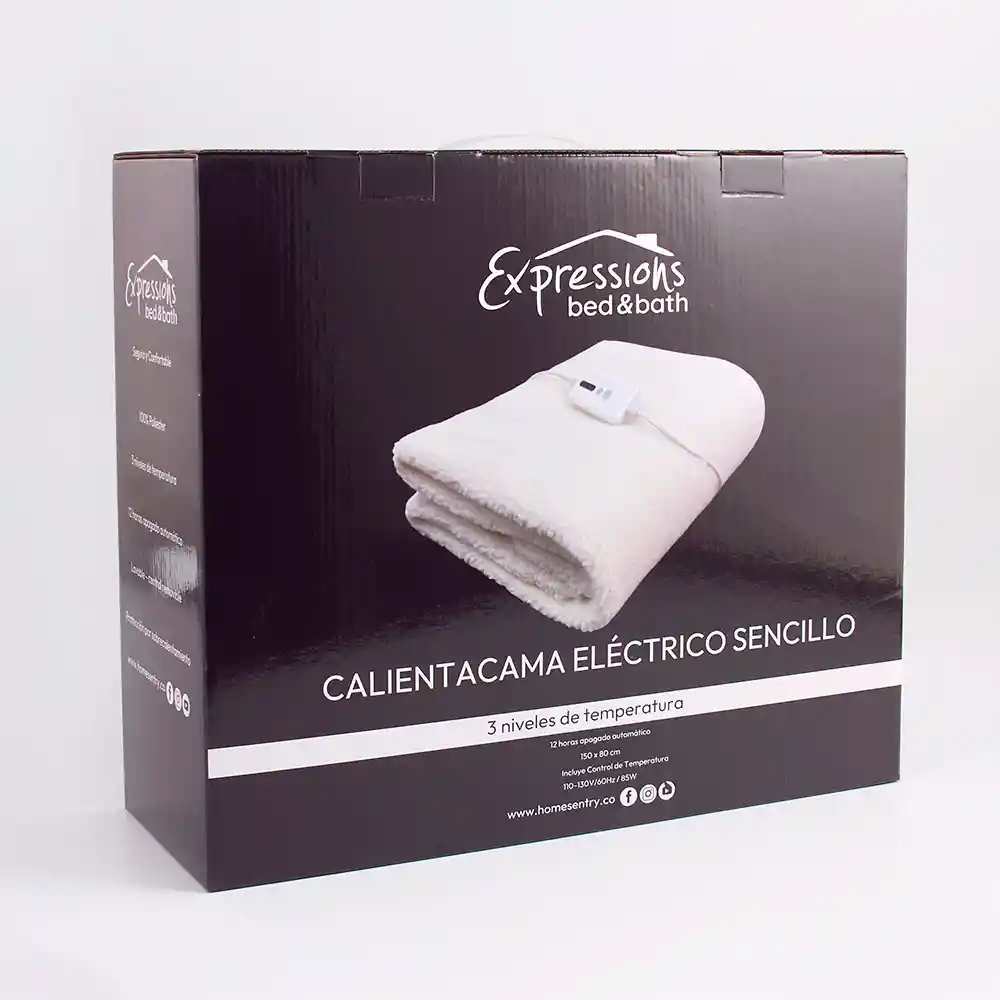 Calienta Cama Expressions Sencillo 150x80cm Blanco Poliester