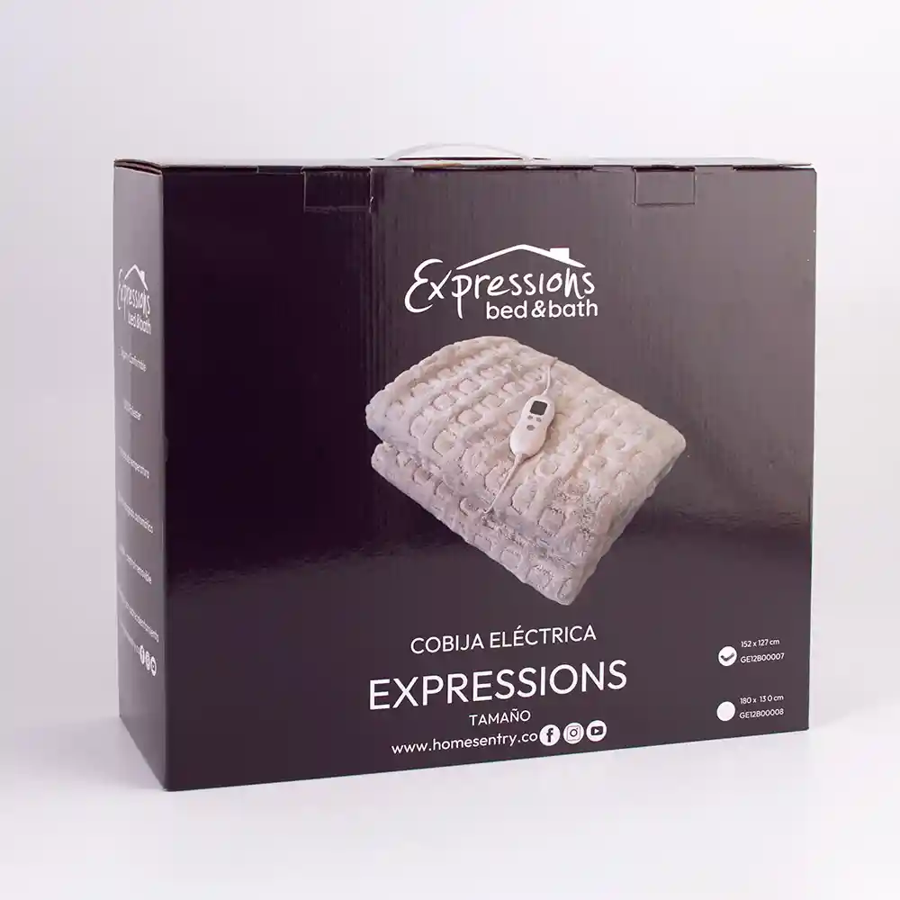 Cobija Electrica Expressions Sencillo 152x127cm Gris Poliester