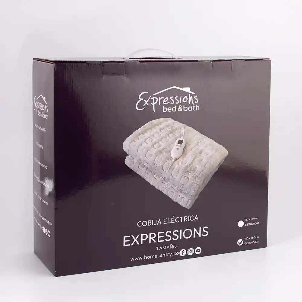 Cobija Electrica Expressions Doble 180x130cm Gris Poliester