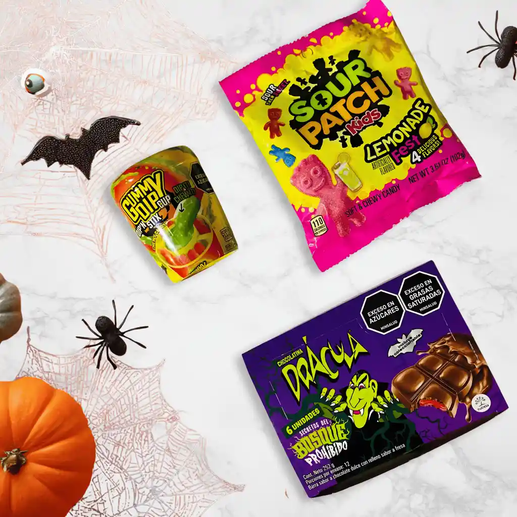 Combo Halloween Noche De Monstruos | Drácula, Gummy Y Sour Patch