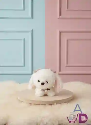 Peluche De Perro En Finas Texturas Blanco Y Café