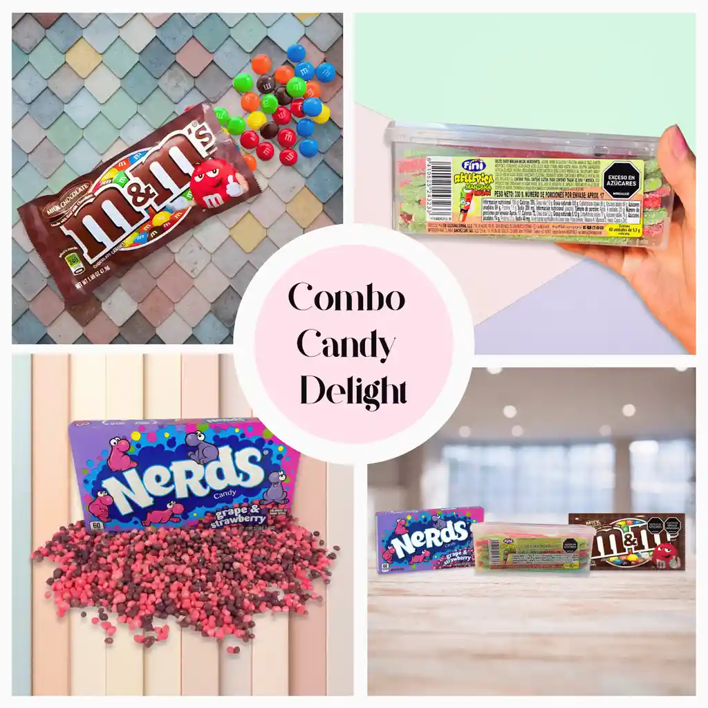 Combo Candy Delight | Cables Fini, Nerds Y M&m Chocolate