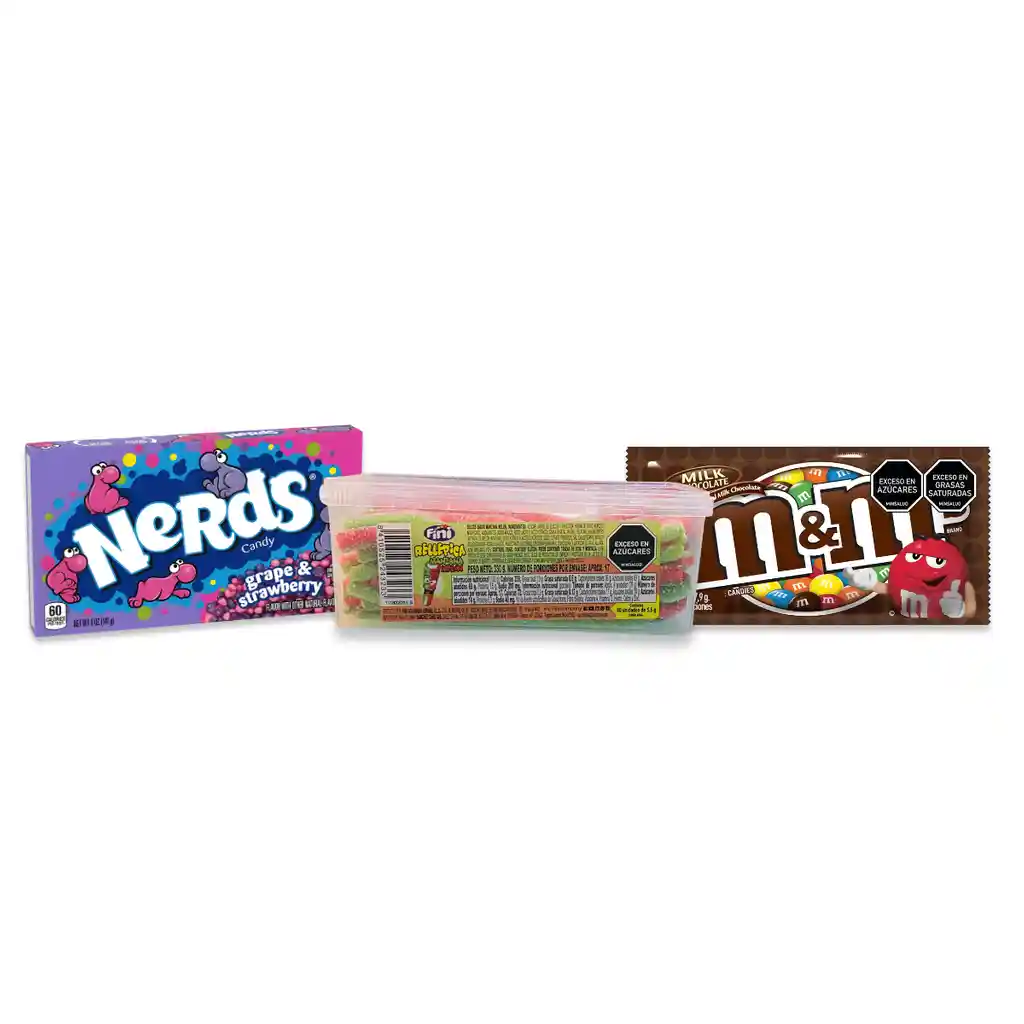 Combo Candy Delight | Cables Fini, Nerds Y M&m Chocolate