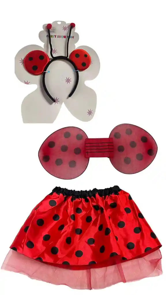 Disfraz De Bebe Niña Mariquita Con Alas, Diadema Y Tutu Halloween Disfraz