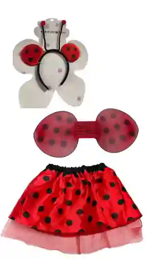 Disfraz De Bebe Niña Mariquita Con Alas, Diadema Y Tutu Halloween Disfraz