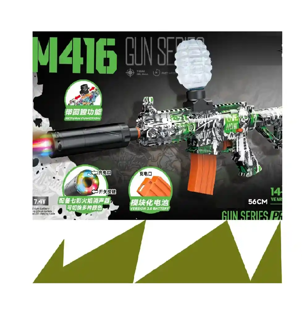 Rifle Zebbris De Hidrogel Juguete M416 Con Luz Para Juegos