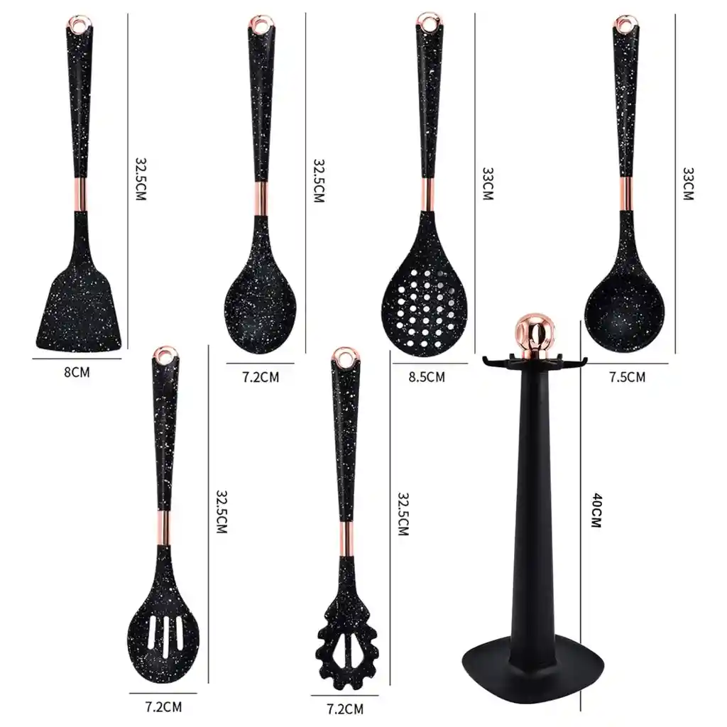 Juego De Utensilios De Cocina 7 Piezas Negro