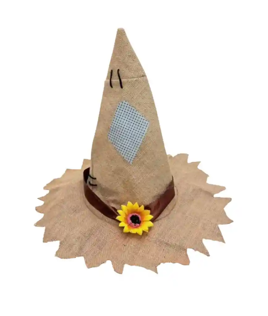 Sombrero De Espantapajaros Con Flores Y Parches Disfraz Halloween