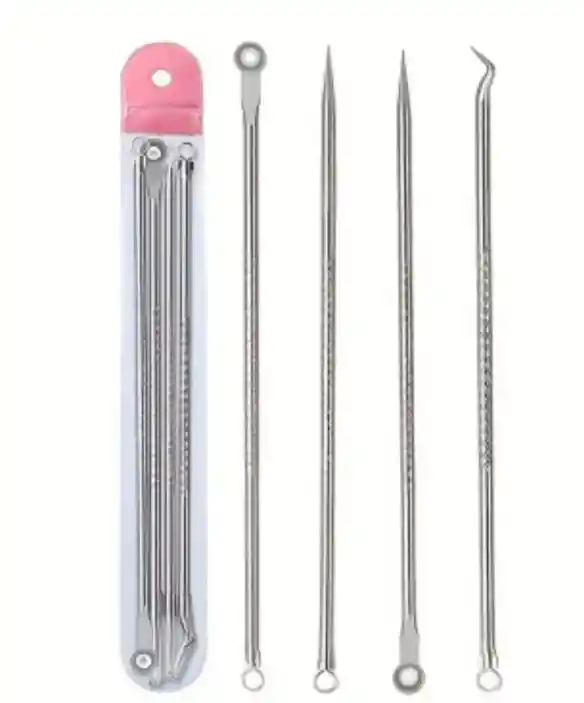 Kit De 4 Eliminadores De Acné, Herramientas De Belleza, Extractor De Acné De Granos De Acero Inoxidable