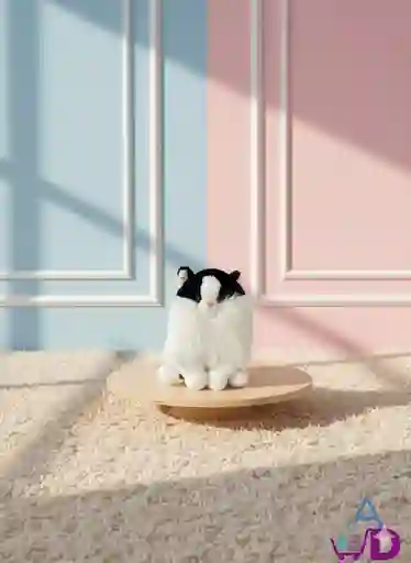 Peluche Gato Peludo Blanco Y Negro