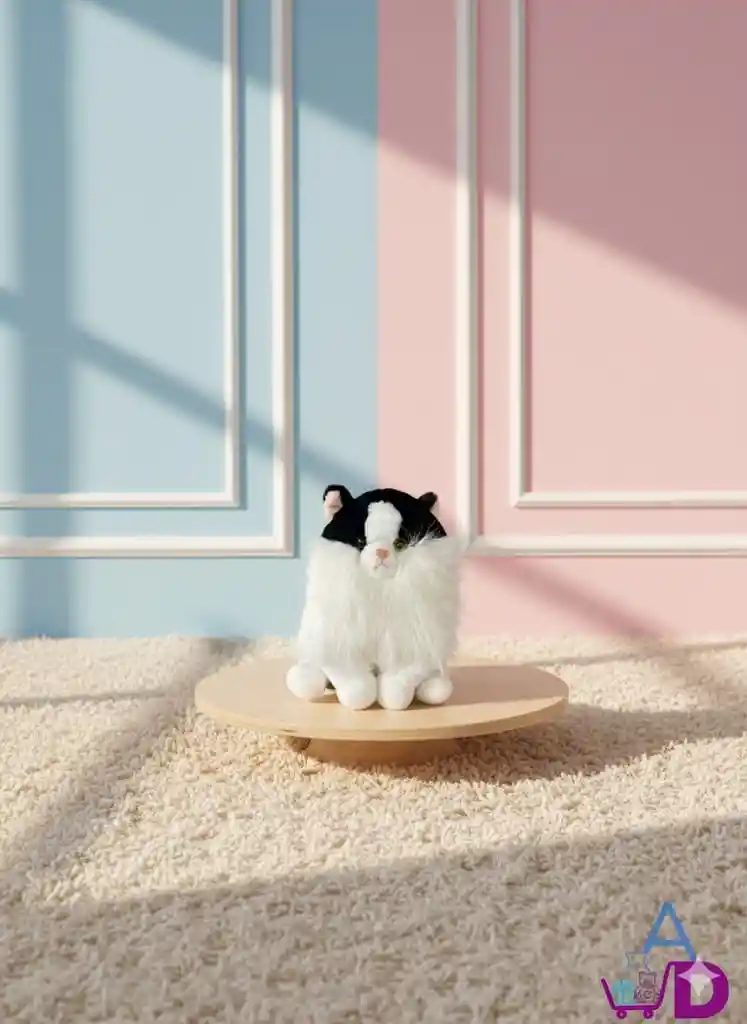 Peluche Gato Peludo Blanco Y Negro