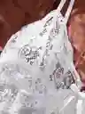 Babydoll Pijama Suave Lencería De Malla Transparencia Y Encaje Blanco