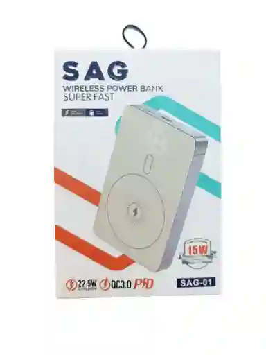 Power Bank Sag-01 10000mah Con Carga Inalámbrica