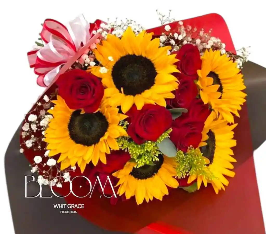 Flores Rosas Rojas Rojas Y Girasoles
