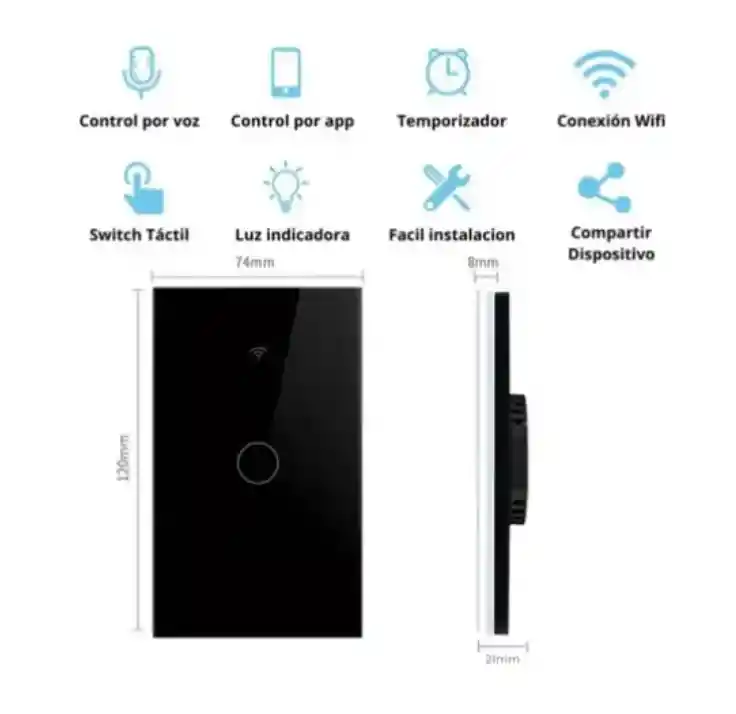Interruptor Wifi Tactil Inteligente (1 Boton)