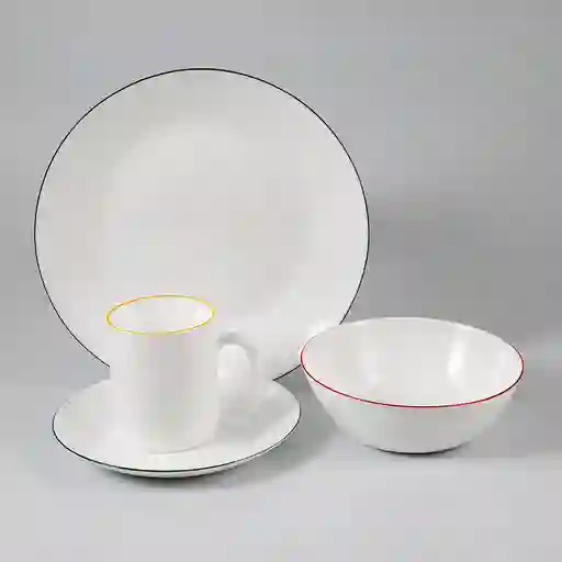 Vajilla Expressions Redonda Blanco 16 Pz Vidrio Opal