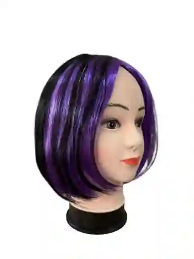 Peluca Morada Con Mechones Negros