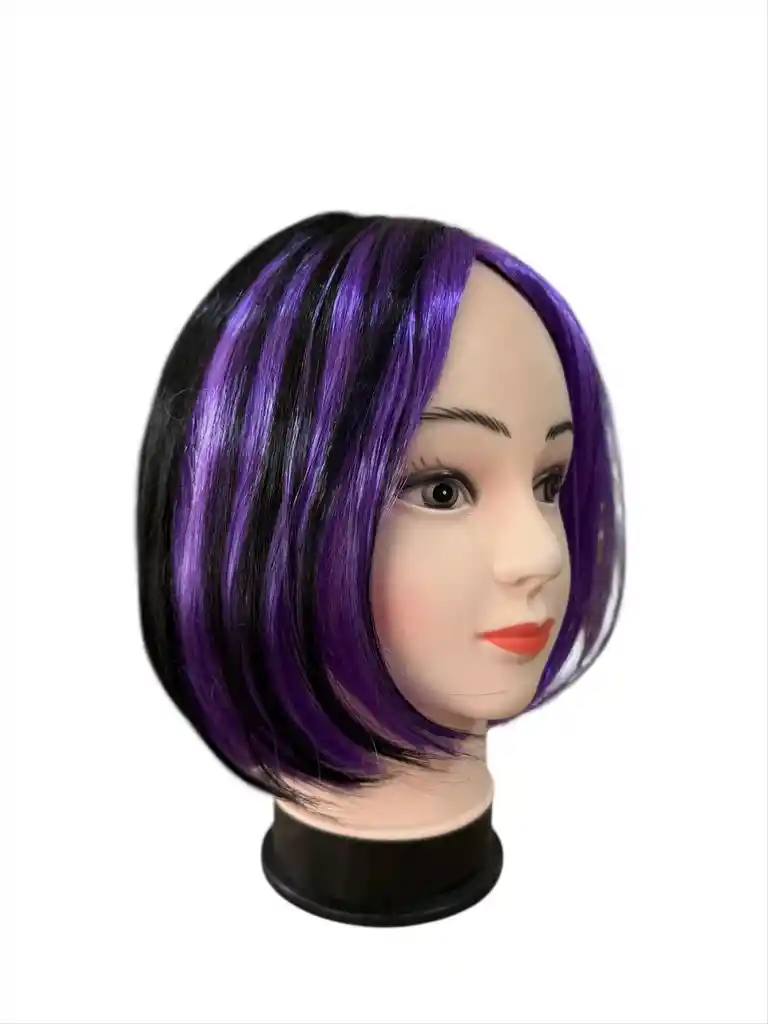 Peluca Morada Con Mechones Negros