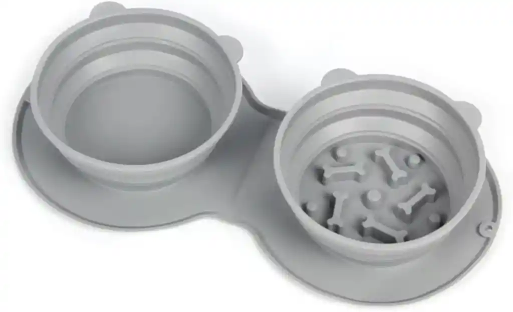 Comedero Doble Portatil Silicona Plegable