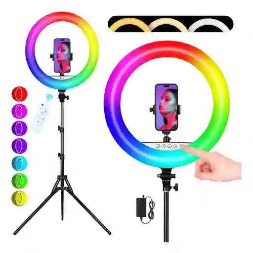 Aro De Luz Led Táctil 56cm Rgb Para Móvil, Cámaras Trípode