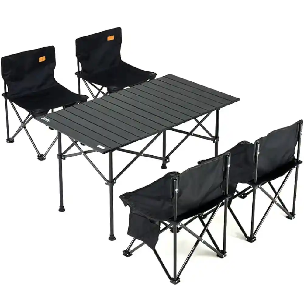 Juego De Camping Set Mesa 95cm 4 Sillas Plegables Portatil