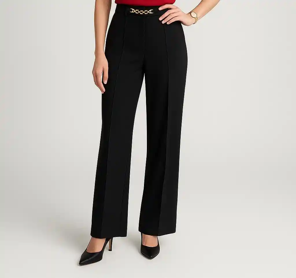 Pantalón Élegante Ebano Con Broche