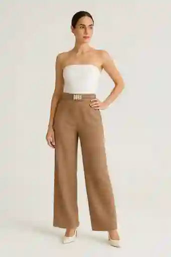 Pantalón Élegante Nude Con Broche