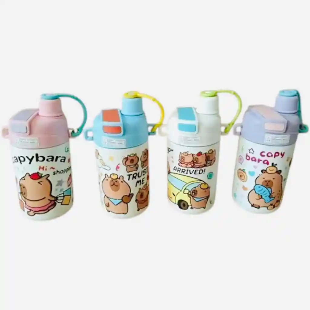 Termo En Acero Doble Capa De Capibara Lilagloby De 480 Ml Mantiene Bebidad Frio O Caliente