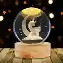 Lámpara Esfera De Cristal Unicornio En Luna