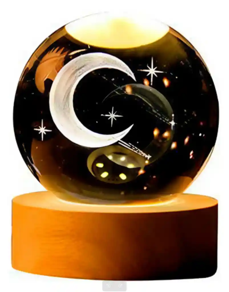 Lámpara Esfera De Cristal Media Luna