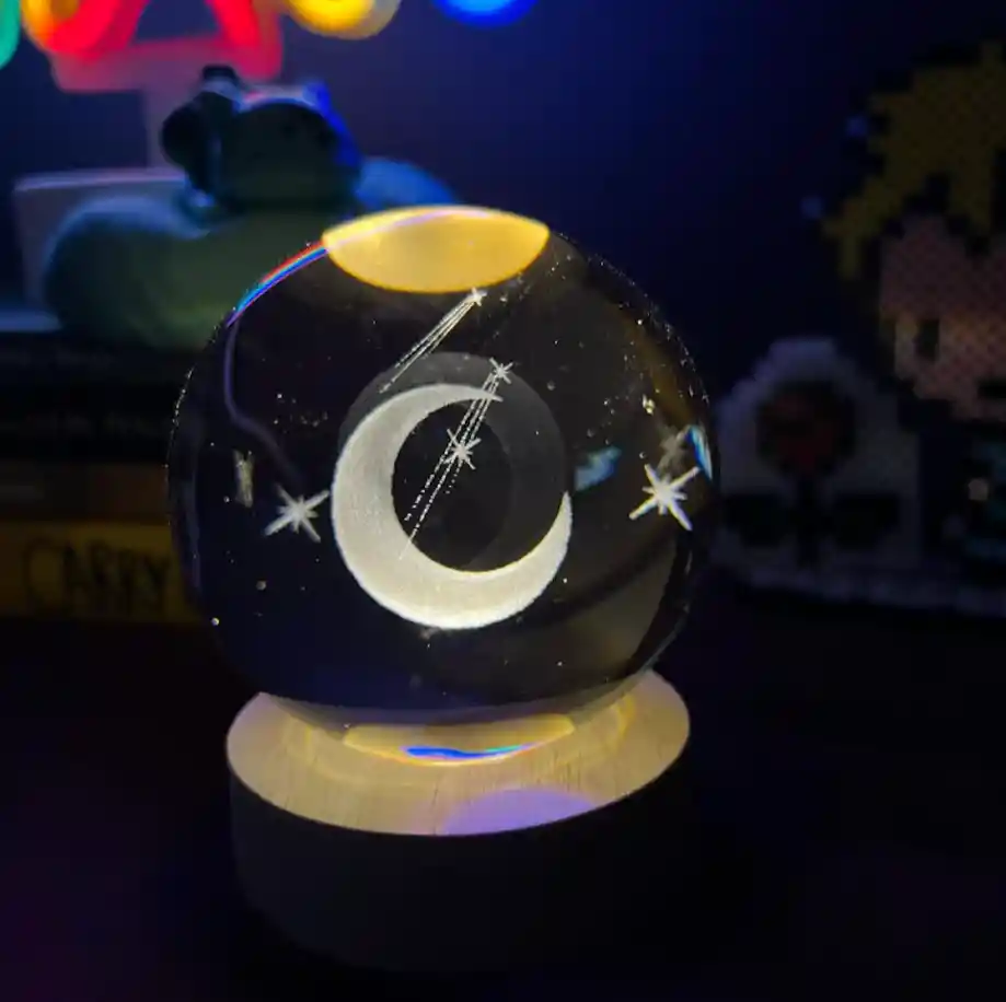 Lámpara Esfera De Cristal Media Luna