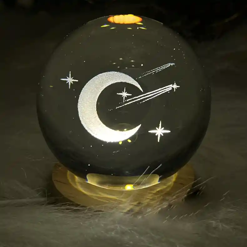Lámpara Esfera De Cristal Media Luna
