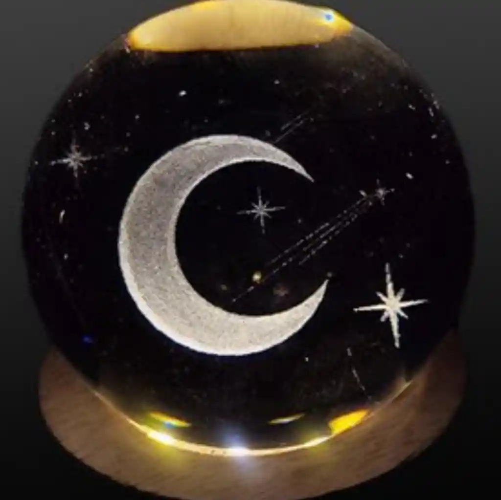 Lámpara Esfera De Cristal Media Luna