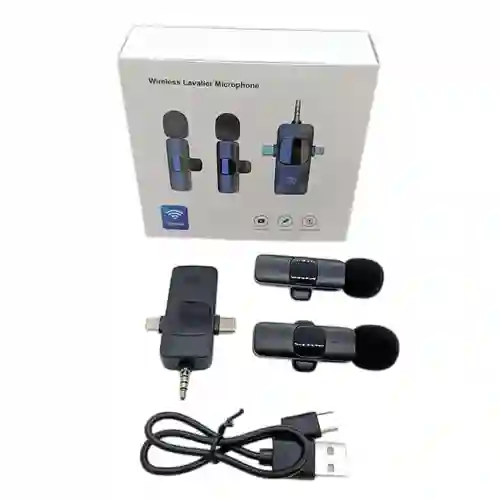 Micrófono Inalámbrico Doble Solapa Entrada Tipo C Y Iphone