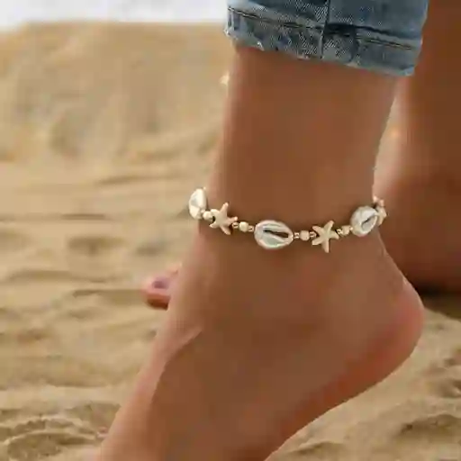 Tobillera Conchas Y Estrellas De Mar